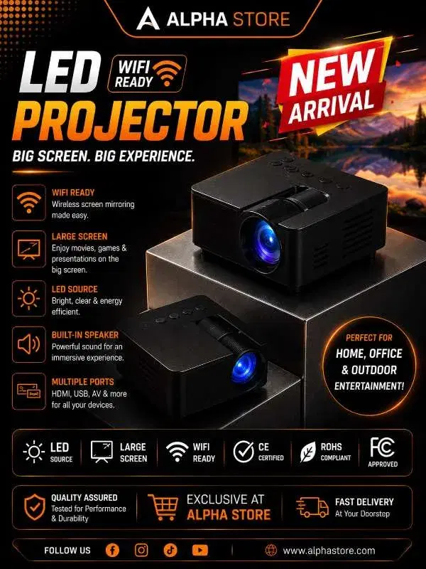 portable LED projector available from Alpha Store