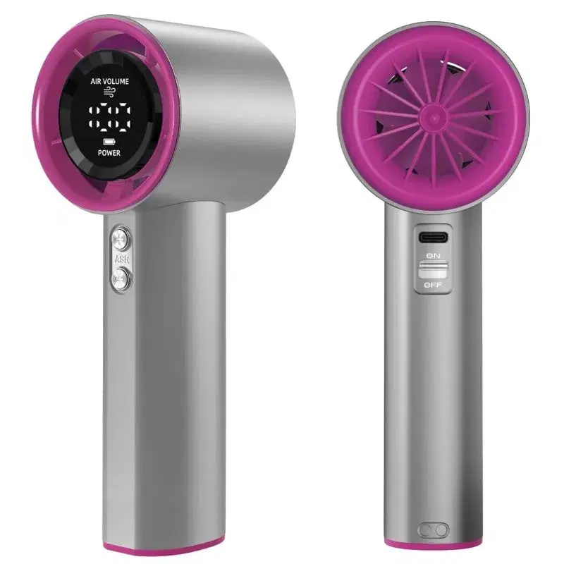 New High-Speed Handheld Turbofan USB Rechargeable Mini Fan with Smart LED Screen Display, 1-100 Speed Levels