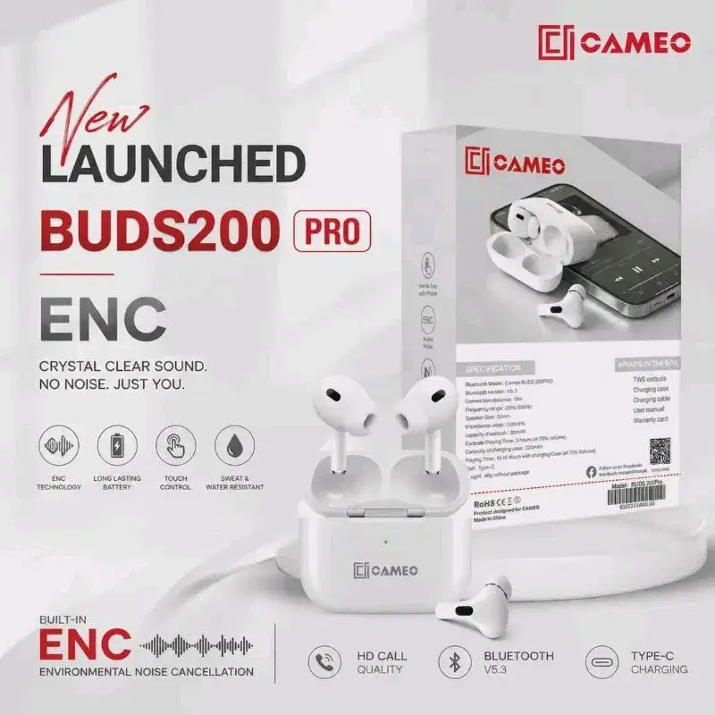 Cameo BUDS 200 pro True Wireless Stereo Earbuds Double Moving-coil HD Sound Long Battery Life 3D Deep Bass Sound Quality