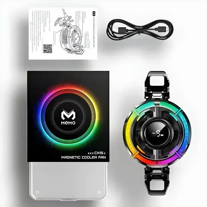 Memo CX15 Cooling Fan – RGB Mobile Gaming Radiator with Digital Temperature Display