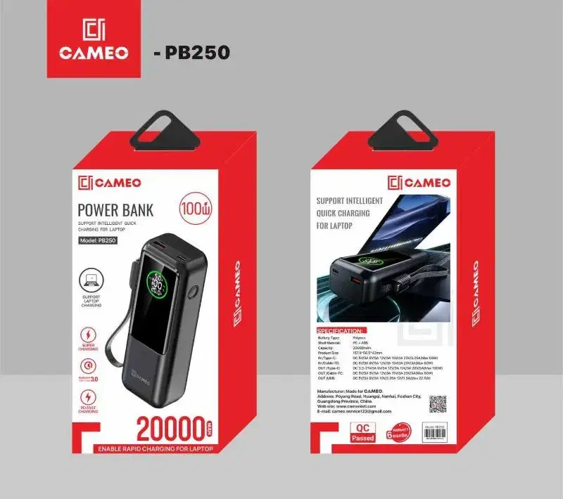 Cameo PB250 Power Bank 20000mAh || fast-charging capability.