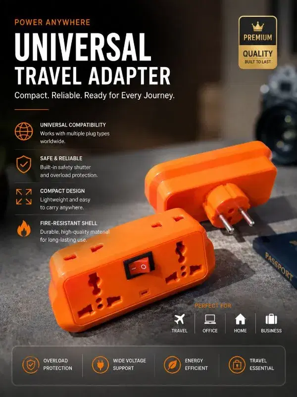 PowerMax Universal Plug Adapter, Travel Adaptor, Multisocket