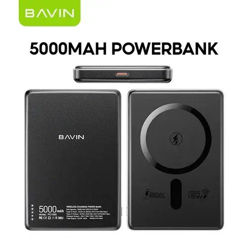 BAVIN PC1095 / 5000mAh 15W Ultra Thin Fast Charging Wireless Powerbank w/ Free Magnetic Ring