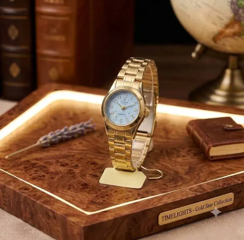 Stainless Steel Numbering Gold/ White Dial Attractive Wrist Watch For Women
