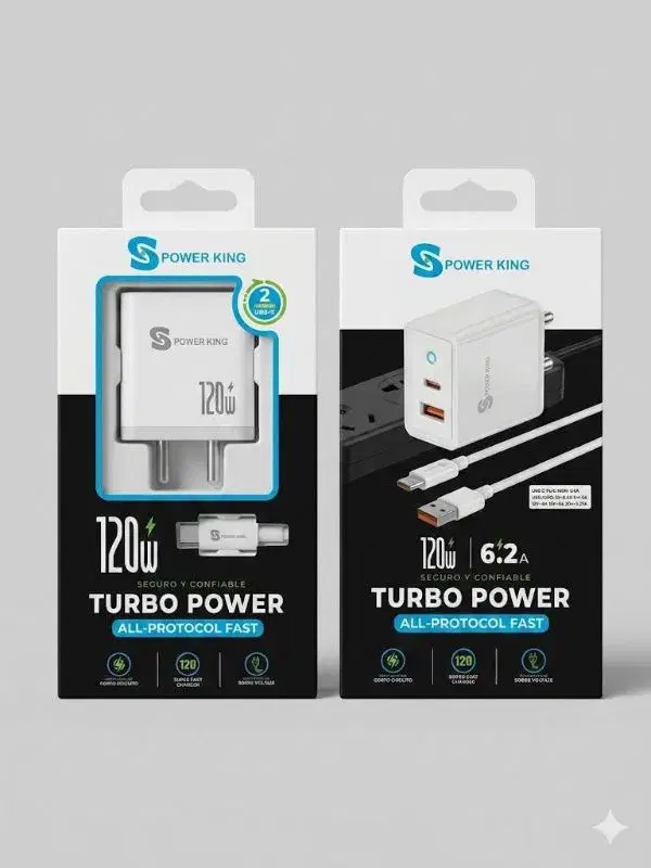 Power King branded 120W Turbo Power fast charging kits.