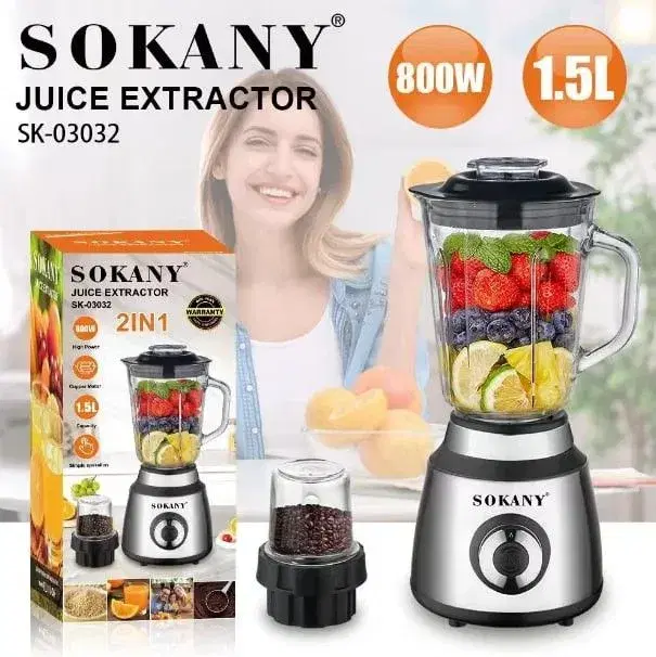 Sokany Blender 1.5L 800W SK-03032 – High Power Kitchen Blender for Smooth Drinks & Food Prep