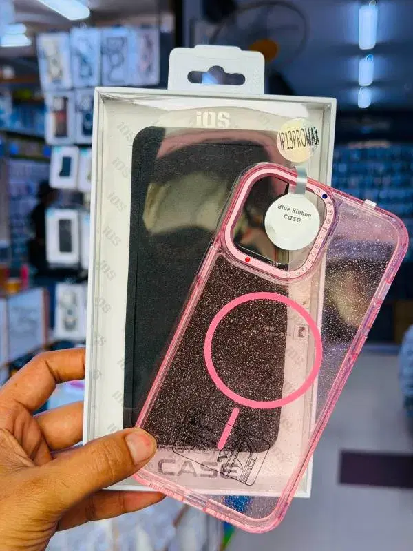 pink glitter MagSafe phone case designed for the Apple iPhone