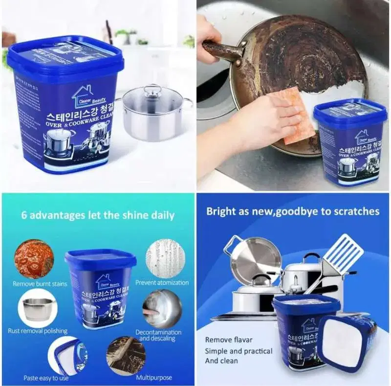 Cookware Cleaner Stainless Steel Kitchen Beauty Non Toxic Rust Grease Remover