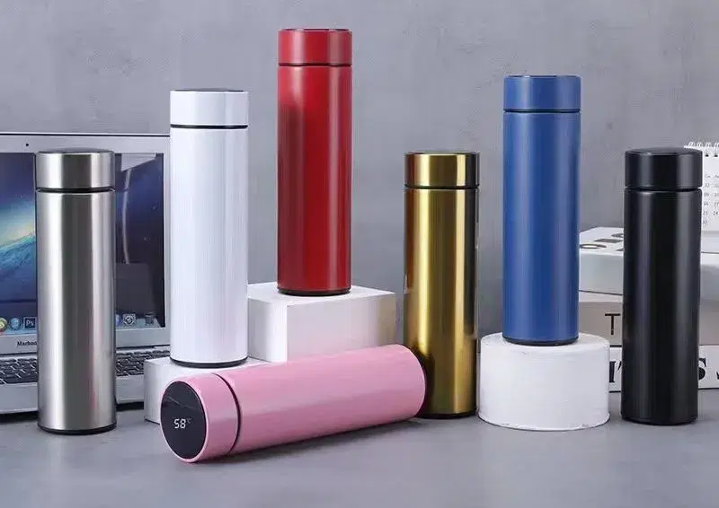 Stainless Steel Smart Cup Led Temperature Display Bottle, Round, 500ML