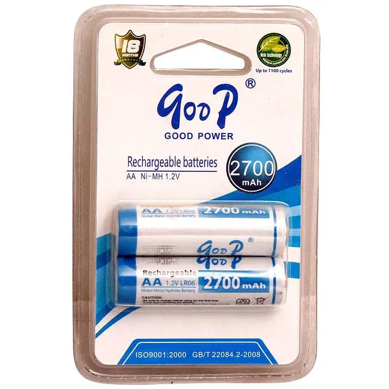 Goop AA Sized 2700mAh Ni-CD 1.2V Rechargeable Battery ,Goop battery