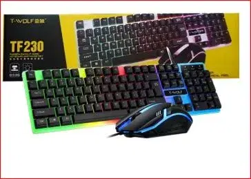 T-Wolf TF200/TF230 Wired Keyboard & Mouse Set 104 Keys USB Wired Keyboard 2400DPI Mouse RGB Backlit Gaming Keyboard Mouse Combo