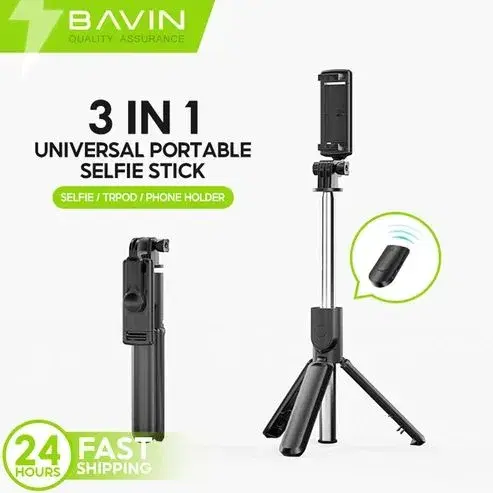 BAVIN P09 Portable Selfie Stick Monopod Tripod Stand W/ Bluetooth Remote Control