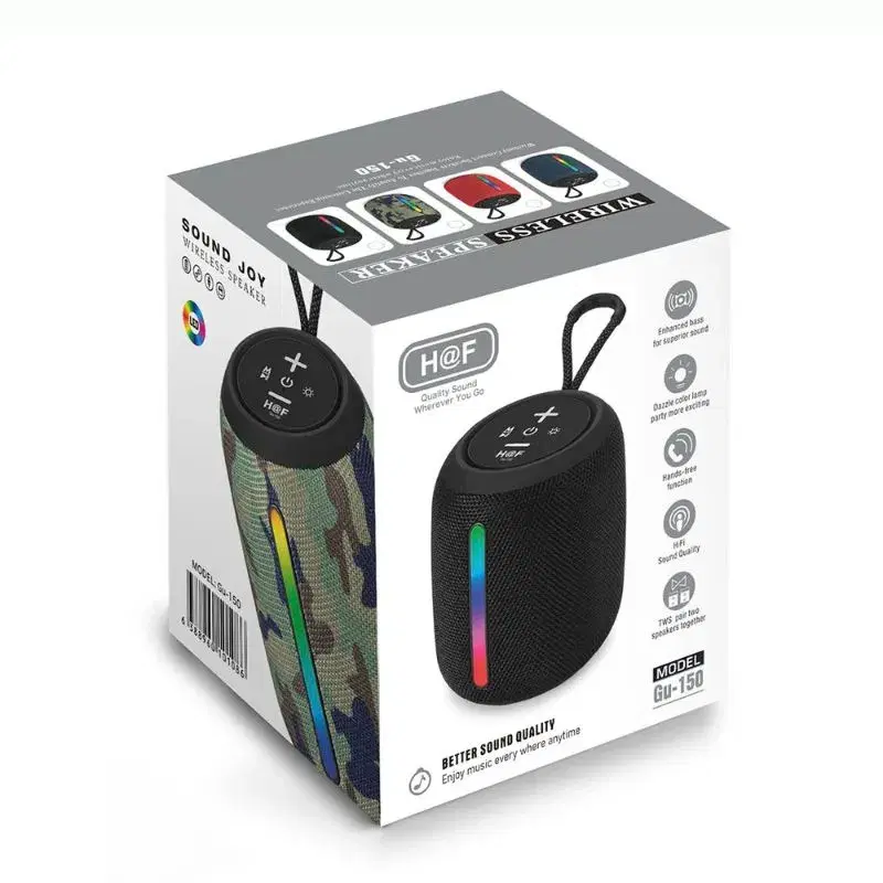 GU-150 Portable Wireless Waterproof Speaker with RGB Light ...
