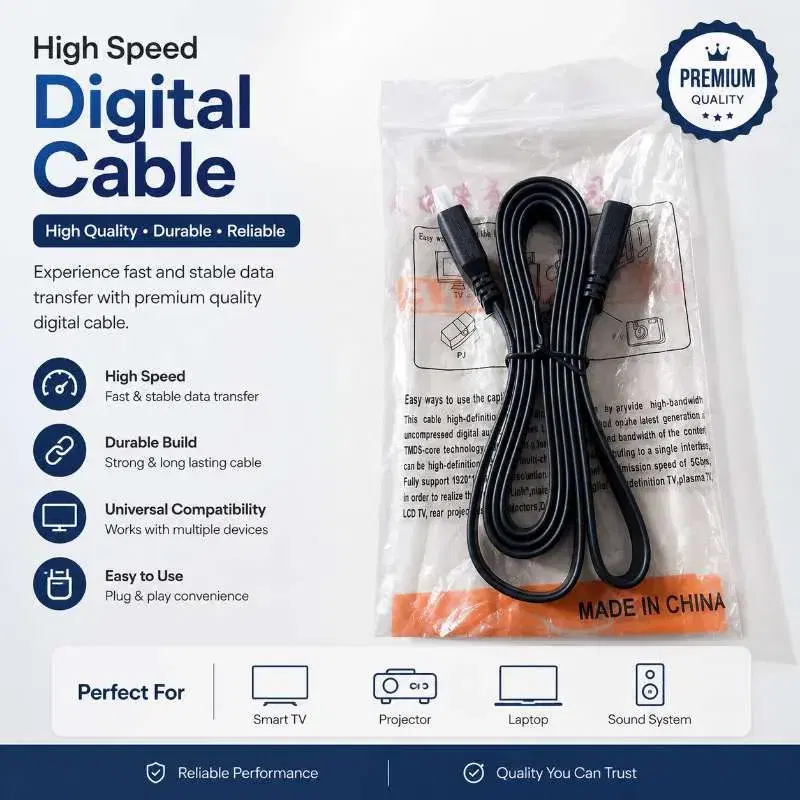 Premium High-Speed HDMI Cable | 4K Ultra HD | TV, Laptop & Projector Compatible