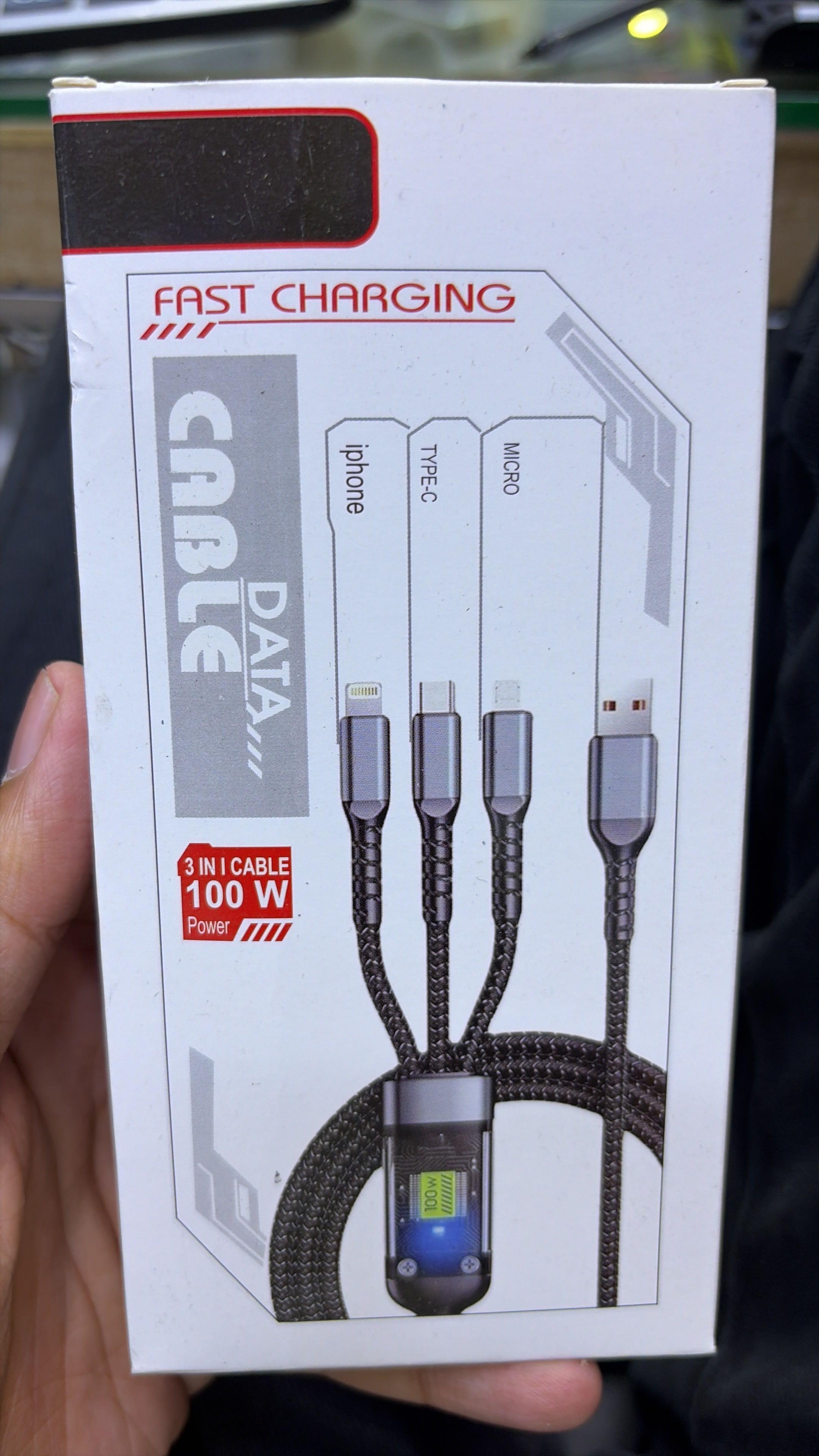 3 in 1 100w Fast Charging Cable