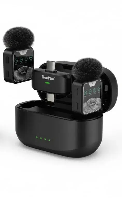 Neepho NP-60 Wireless Collar Microphone, Mini Recording Mic with Noise Reduction for Live Audio Recording