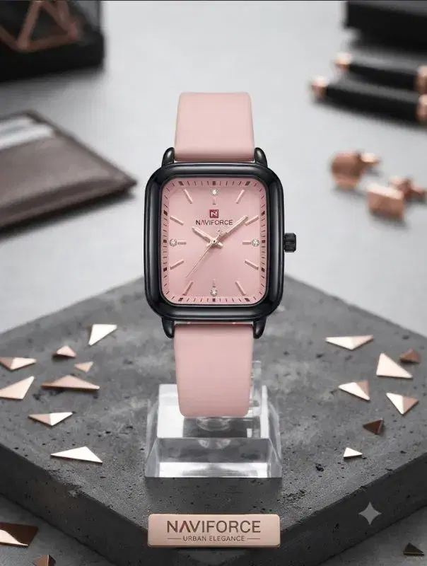Stylish Women's Square Dial Analog Watch with Soft Rubber Strap and Crystal Markers