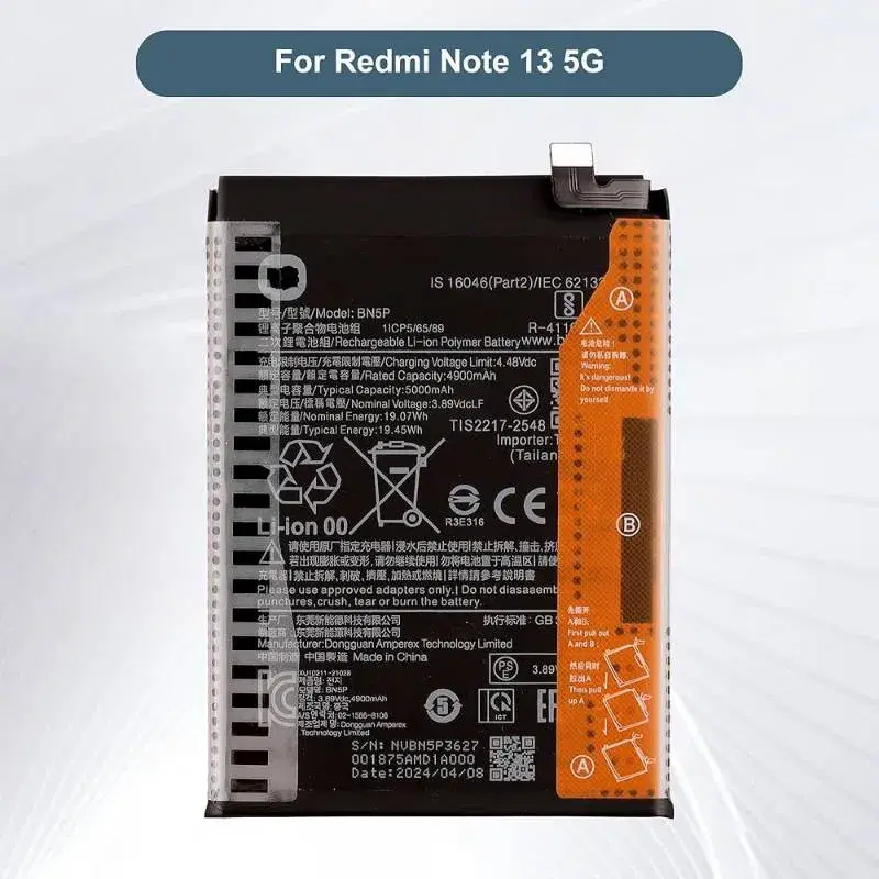 ALEWA Mobile Phone Battery BN5P for Mi Redmi Note 13 5G Note 13 4G Rechargeable Polymer Lithium Battery Batteries