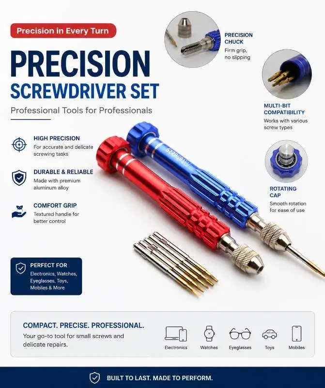 Professional 5-in-1 Precision Screwdriver Repair Tool Kit, Toolset, Toolbox