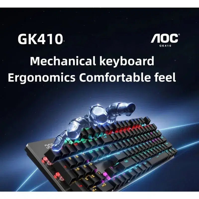 AOC Mechanical Keyboard Metal Panel Blue Black Brown Switch Wired Keyboard Gaming Full Key Game |