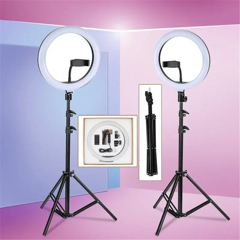 (BD-360)36CM Selfie LED Ring Light with remote control and 7 Fit Tripod Stand, Cell Phone Holder Dimmable 3 Light Modes for Live Stream, Makeup, TikTok