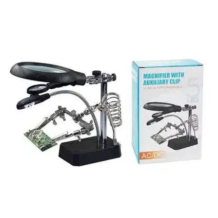 TE-800 LED Magnifier Glass With Auxiliary Clip AC/DC Interchangeable Mi cro Ohm Electronics