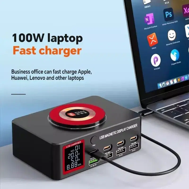 YCS S500 S550 S600 Magnetic Wireless Charging for Mobile Phone Laptop Fast Charger Multi 8Port USB Charger Station|