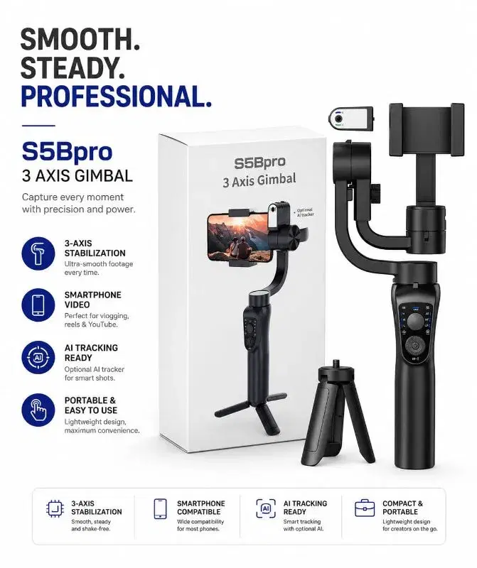 S5B PRO 3 AXSIS GIMBAL SELFIE STICK