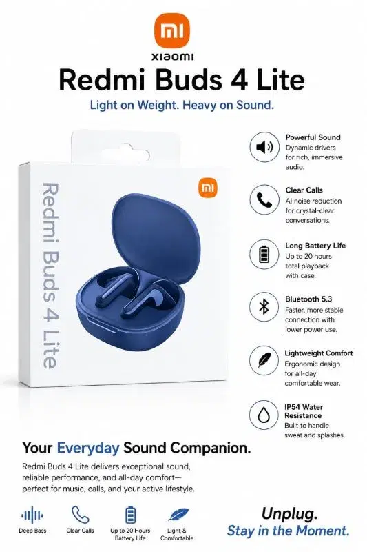 REDMI BUDS 4 LIGHT / HEAVY ON SOUND WIRELESS EARBUDS