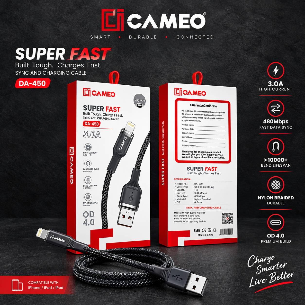 CAMEO DA-450 USB TO APPLE SUPER FAST DATA CABLE