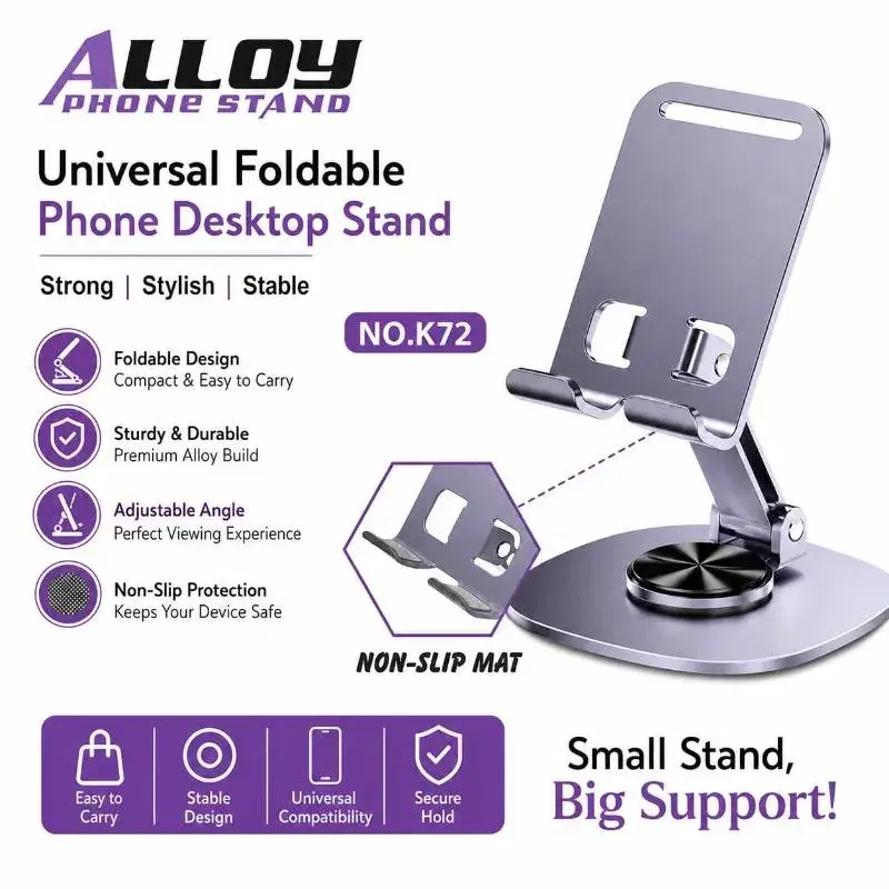 ALLOY UNIVERSAL FOLDABLE K72 PHONE DESKTOP STAND