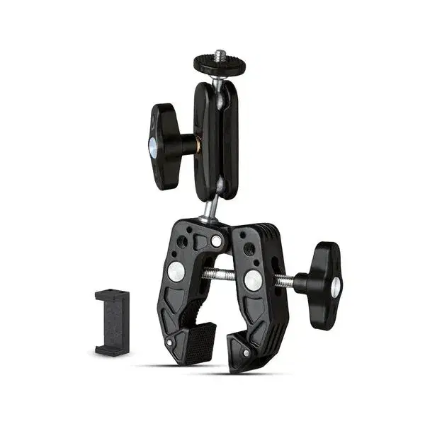 Digitek (DCC 01) Action Camera Mount, Super Clamp Mount with 1/4" & 3/8" Scew for LED Light, Microphone, 360° Double Ballhead Magic Arm with Mobile Holder