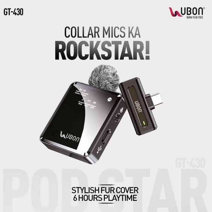UBON GT-430 The Ultimate Wireless Collar Mic for Content Creators and Professionals | 6 Hour Battery | V5.3 Wireless Connectivity