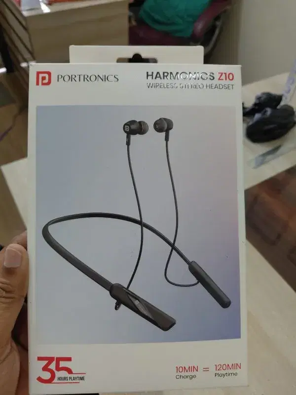 Portronics Harmonics Z10 In Ear Headphone With Mic,35Hr Playtime,Type C Charging Bluetooth Headset (Black, In the Ear)