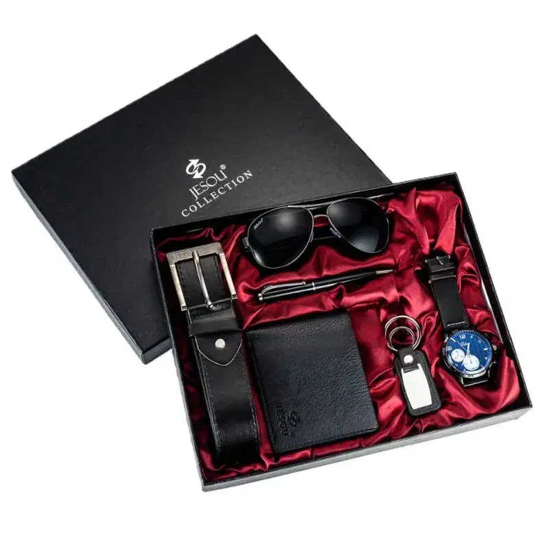 Men's Gift Set Beautifully Wrapped Watch + Belt Wallet Creative Simple Combination Set-6pcs/set