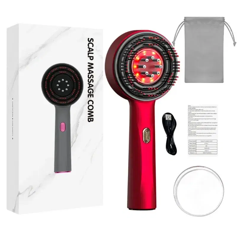 Electric Hair Scalp Massager Brush with Red Light Therapy – Hair Growth, Anti Hair Loss, Oil Applicator Massage Comb