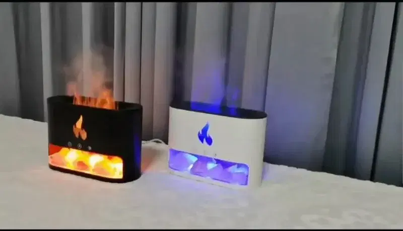 3D Flame Home Air Humidifier USB Perfume Fragrance Diffuser Crystal Salt Stone Essential Oils Diffuser with Night Light