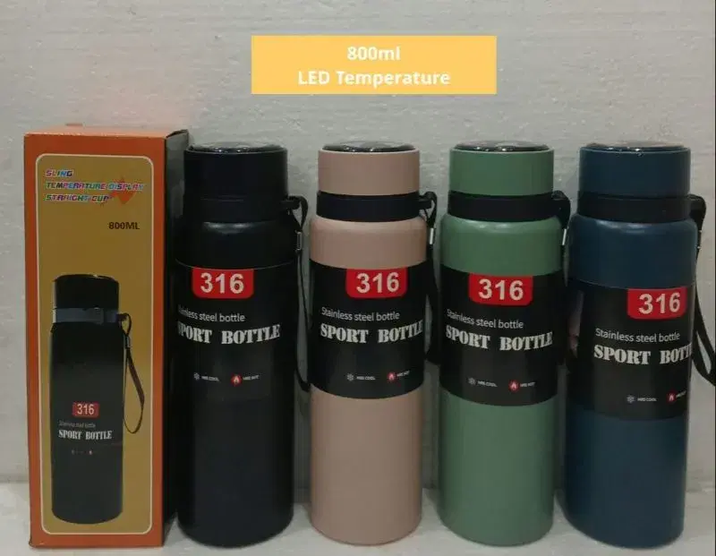 Smart Thermosteel Water Bottle – 800ml Stainless Steel Flask with LED Temperature Display | 24-Hour Hot & Cold Insulation | Leak-Proof, BPA-Free, Double Wall Vacuum Bottle | Stylish Smart Bottle for Travel, Office, Gym, and Daily Use