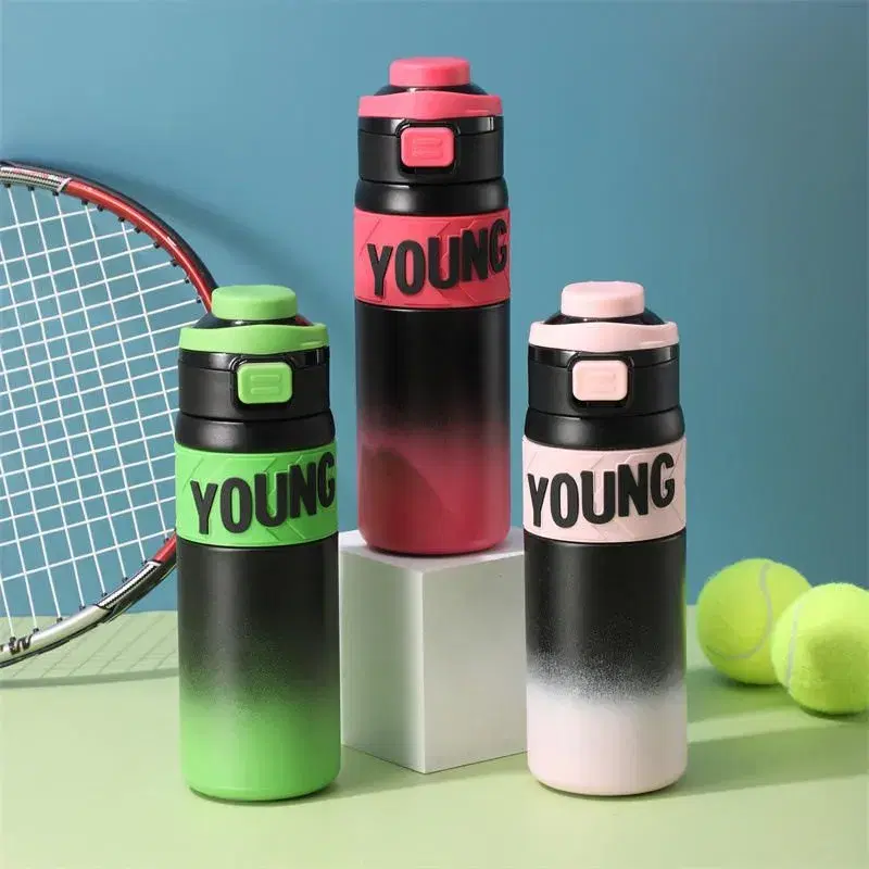 DD4360 Sports Insulated Water Bottle with Pop-Open Straw & Spout 2-in-1 Lid Stainless Steel Leak Proof for School Travel