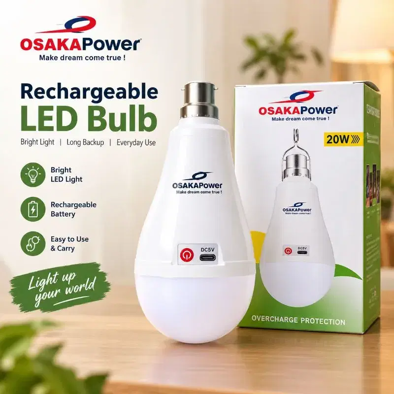 OSAKA Power 20W Rechargeable LED Bulb – Emergency Backup Light with Built-in Rechargeable Battery