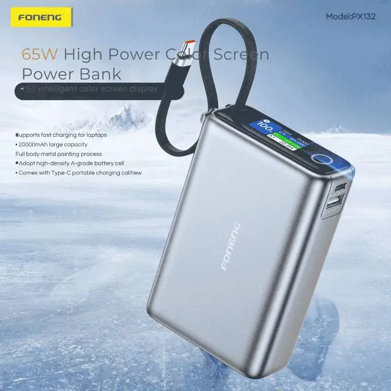 FONENG PX132 20000mAh Power Bank (65W & 3 outputs)