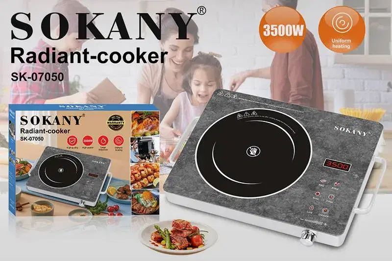 Sokany Sk-07050 Radiant - Cooker Infrared || Glass Top || Touch Screen || Heating Control Knob || Carry Handle