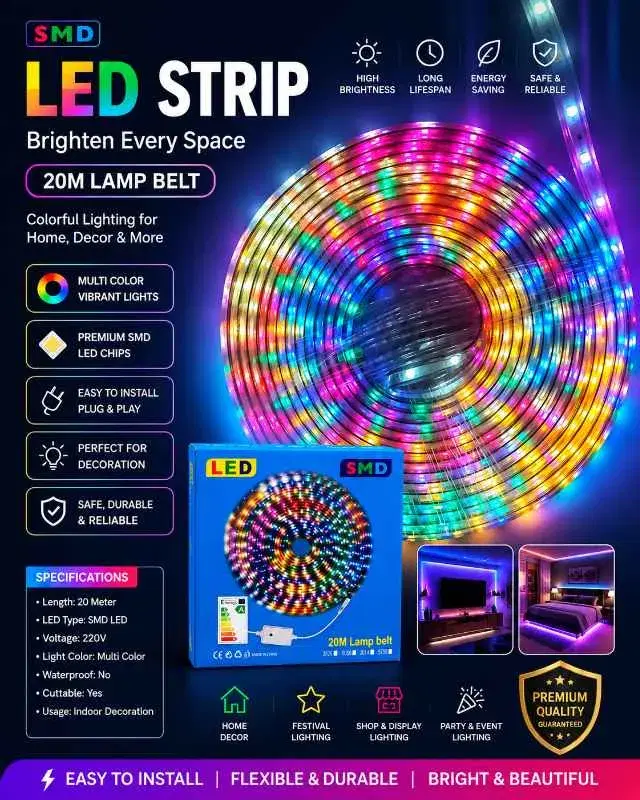 20 Meter Multicolor SMD LED Strip Light | 20M Decorative LED Rope light (Pipe Light)