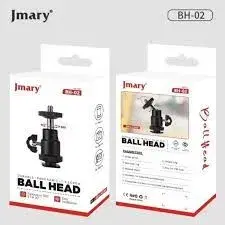 JMARY BH-02 Ball Head Holder Mount – 360° Rotation, 90° Tilt, Lightweight, 1/4" Screw for Cameras & Smartphones, Hot Shoe for Microphones & Lights