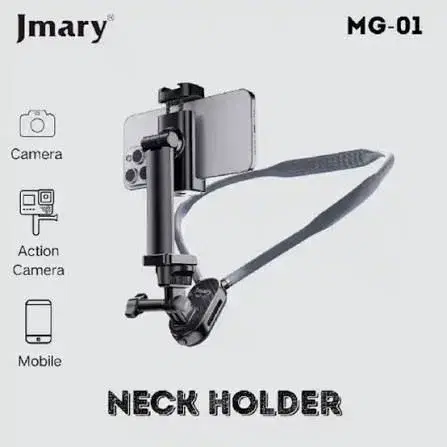 JMARY MG-01 Neck Holder for Mobile Phone & Action Camera - Hands-Free POV Chest Mount & Vlogging Kit for GoPro, DJI Osmo - Flexible Stand for iPhone & Android