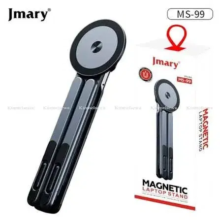JMARY MS-99 3-in-1 Magnetic Laptop Stand & MagSafe Phone Holder | Portable Aluminum Foldable Tablet Bracket | 360° Rotation Adjustable Desktop Mount for MacBook, iPad & Mobile
