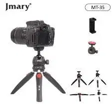 JMARY MT-35 Portable Mini Tripod Stand for DSLR Camera & Mobile Phone | Extendable Tabletop Vlogging Tripod with 360° Ball Head | Universal 1/4" Screw Mount | Lightweight & Compact for Travel, Live Stream, Selfie