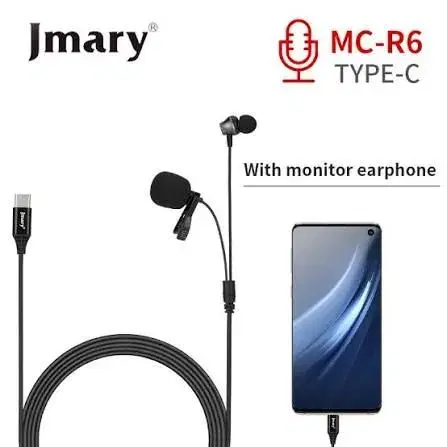 JMARY MC-R6 Professional Type-C lavalier microphone WITH EARPHONE