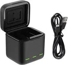 Battery Charger for GoPro Hero 13 Black, Triple Slot USB Charging Case with Type-C Cord Batteries Carry Case Fully Compatible with Original Go Pro 13 Accessories