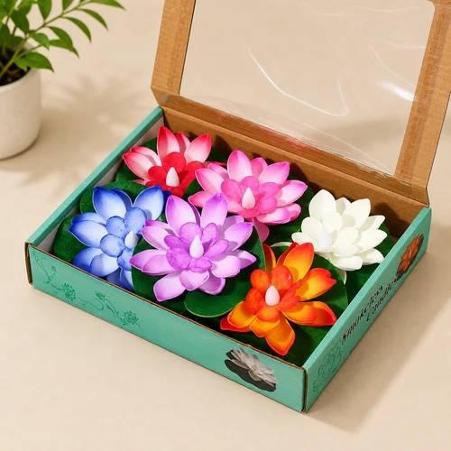 Led Lotus Water Sensor Floating Candle || 6pc Box || Small Size || Tihar Festival Light ||